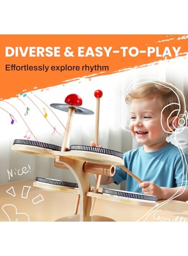 WALALLA All-in-One Wooden Percussion Set - 8 Musical Instruments with Xylophone & Cymbals, Montessori Learning Toy for Babies 18M+, Perfect Gift for 2-6 Year Olds - Image 5